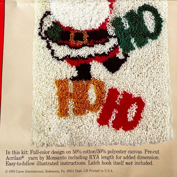 Ho Ho Santa Vintage Christmas Latch Hook Kit Caron Open-Complete With Latch Hook - Picture 5 of 7